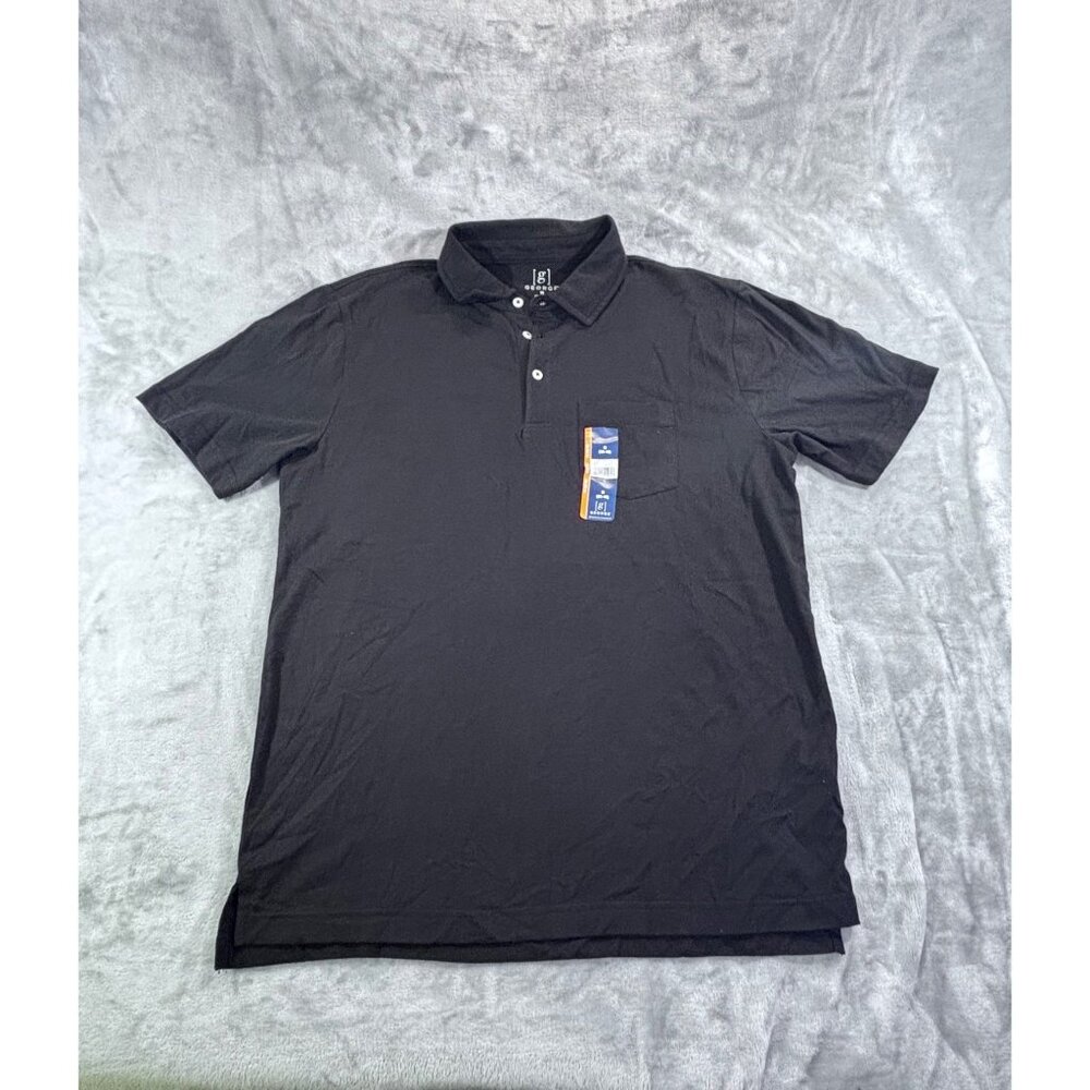 George Shirt Men's Medium black polo with a collar and pocket NWT